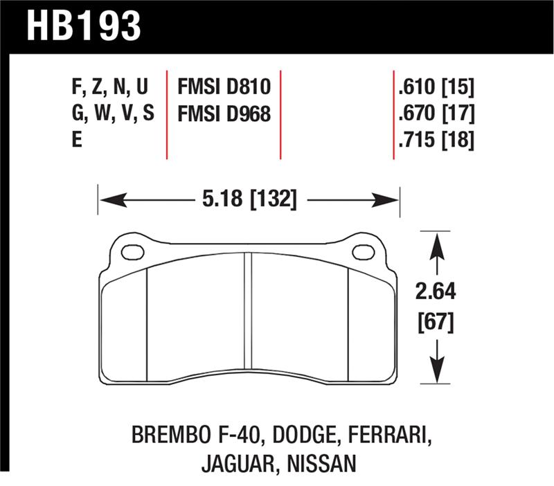 Picture of Hawk Performance HAWK DTC-70 Brake Pad Sets Front - HB193U.670