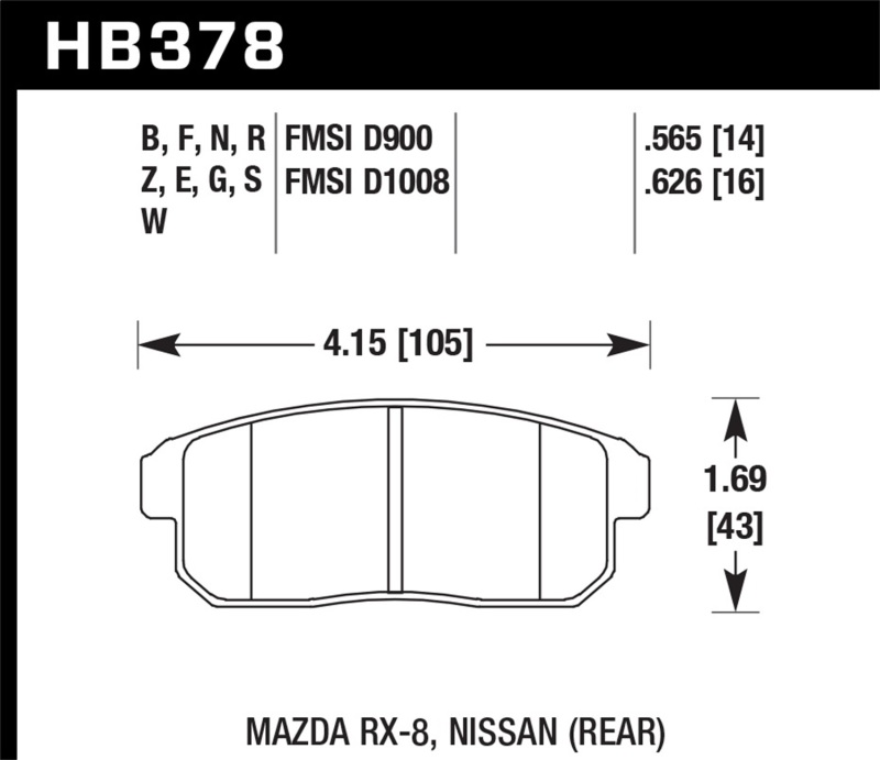 Picture of Hawk Performance HAWK HPS Brake Pad Sets - HB378F.626