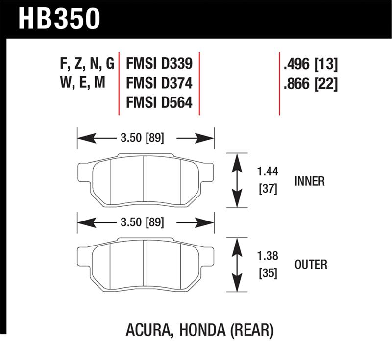 Picture of Hawk Performance HAWK Blue 9012 Brake Pad Sets - HB350E.496