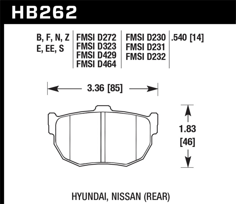 Picture of Hawk Performance HAWK HT-10 Brake Pad Sets - HB262S.540