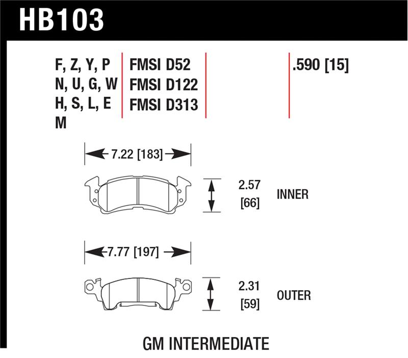 Picture of Hawk Performance HAWK Black Brake Pad Sets - HB103M.590