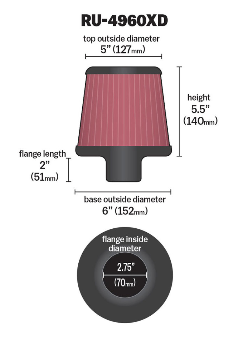 Picture of K&N Engineering KN Universal Air Filter - RU-4960XD