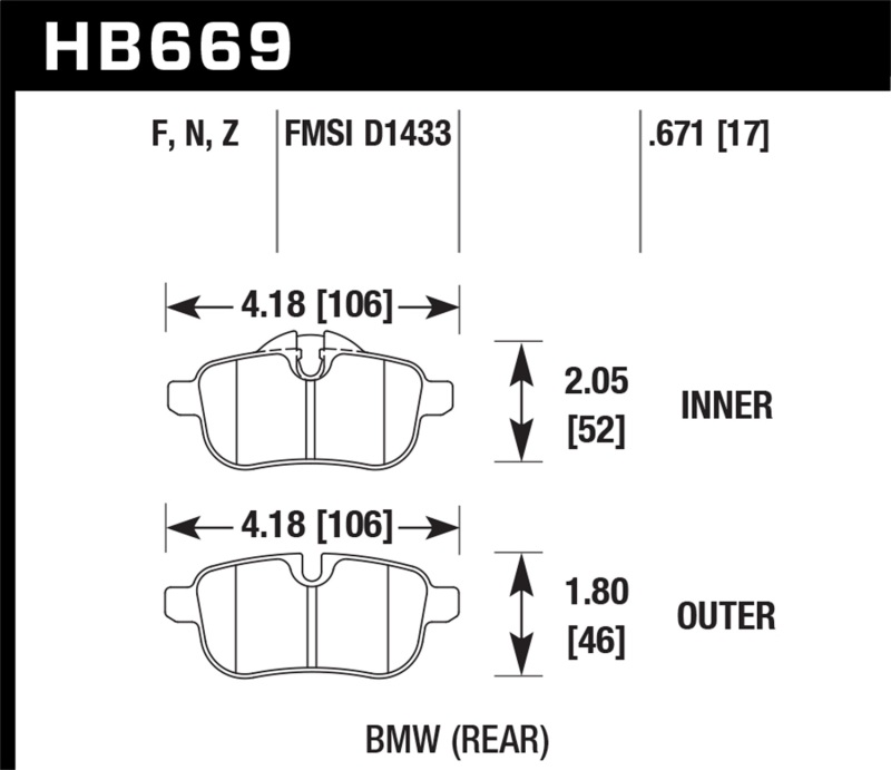 Picture of Hawk Performance HAWK HP+ Brake Pad Sets - HB669N.671