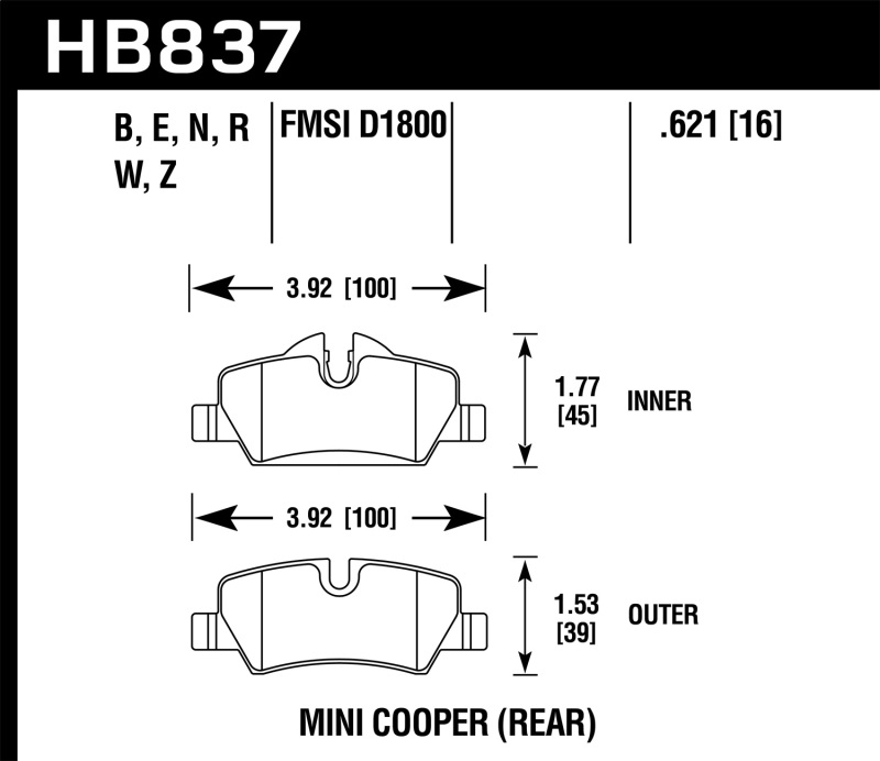 Picture of Hawk Performance HAWK HPS 5.0 Brake Pad Sets - HB837B.621