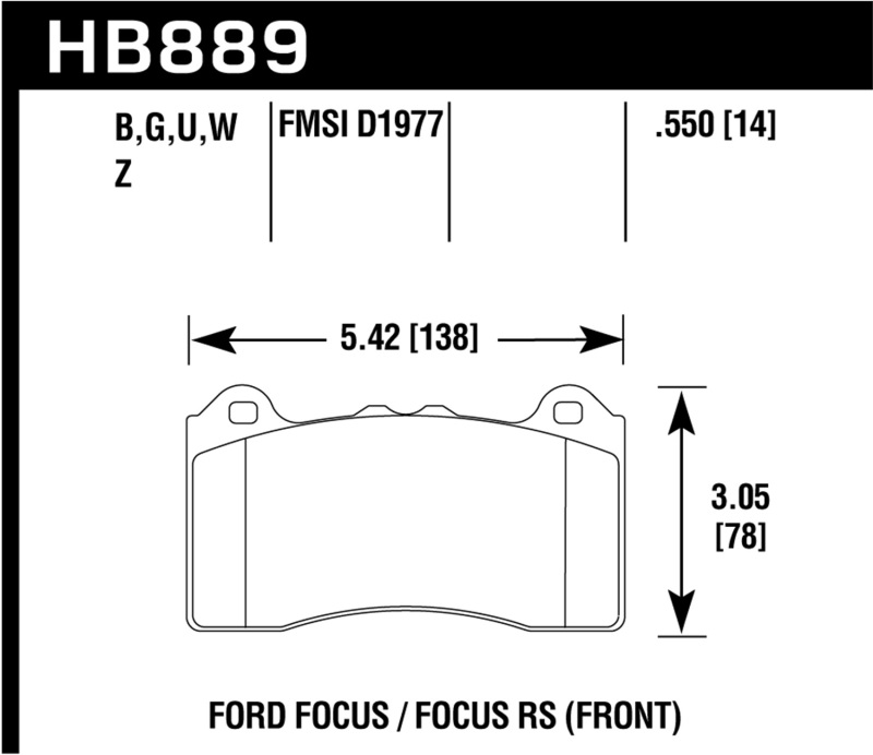 Picture of Hawk Performance HAWK HPS 5.0 Brake Pad Sets - HB889B.550