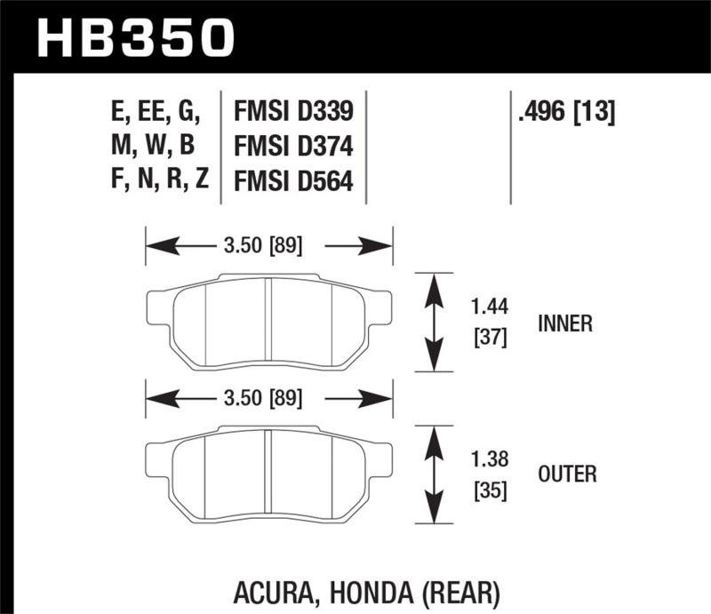 Picture of Hawk Performance HAWK HP+ Brake Pad Sets - HB350N.496