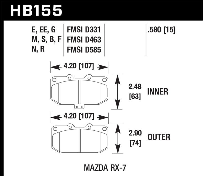 Picture of Hawk Performance HAWK Blue 9012 Brake Pad Sets - HB155E.580