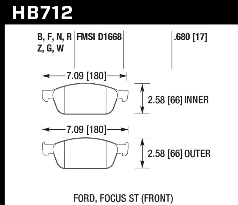 Picture of Hawk Performance HAWK HP+ Brake Pad Sets Front - HB712N.680