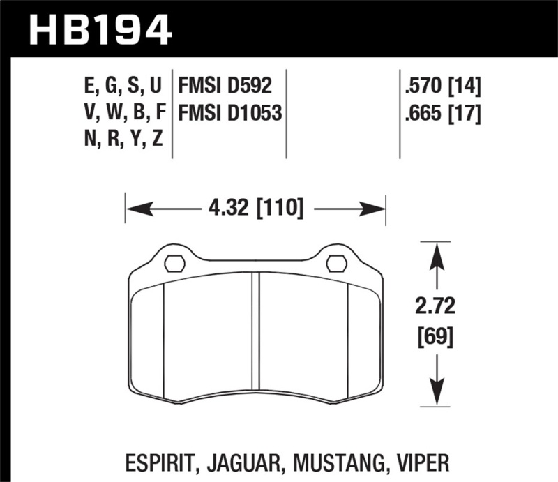 Picture of Hawk Performance HAWK HPS 5.0 Brake Pad Sets - HB194B.570