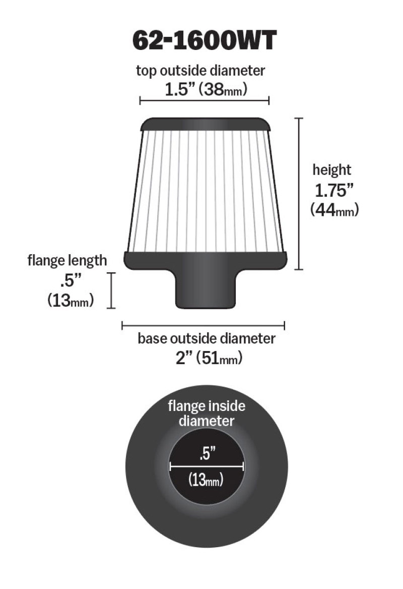 Picture of K&N Engineering KN Universal Air Filter - 62-1600WT