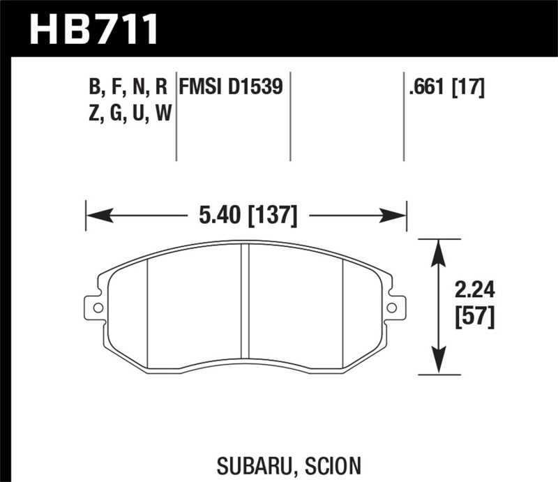 Picture of Hawk Performance HAWK HPS 5.0 Brake Pad Sets - HB711B.661