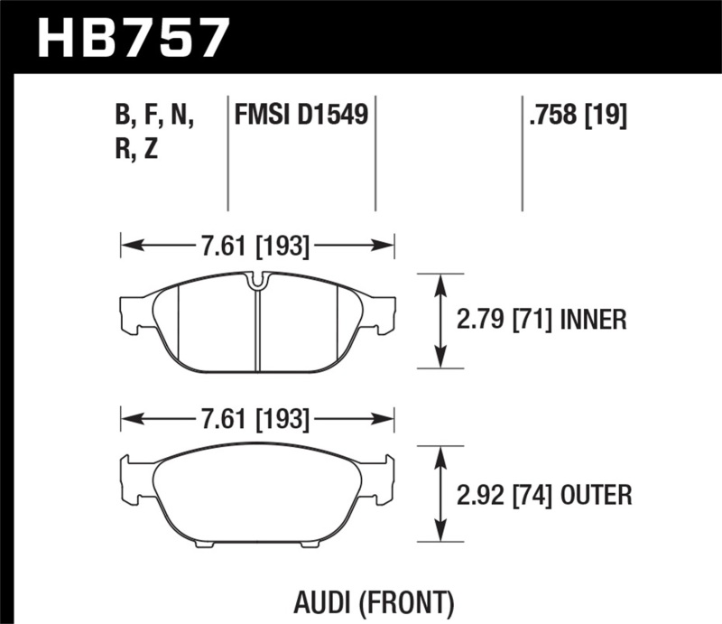 Picture of Hawk Performance HAWK Ceramic Brake Pad Sets - HB757Z.758
