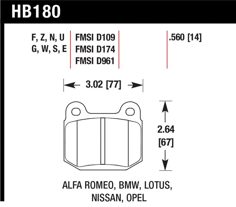 Picture of Hawk Performance HAWK DTC-70 Brake Pad Sets - HB180U.560