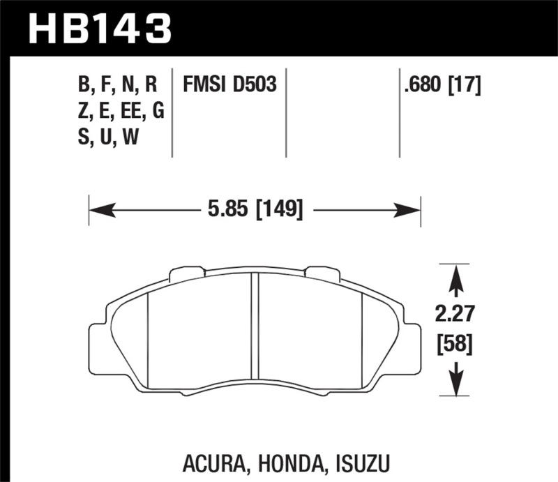 Picture of Hawk Performance HAWK HPS Brake Pad Sets - HB143F.680