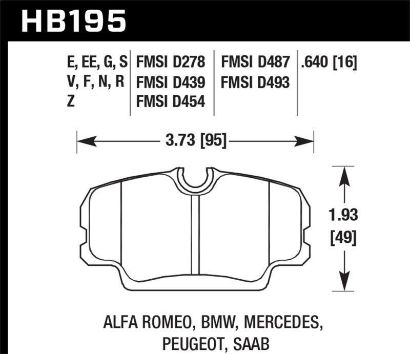 Picture of Hawk Performance HAWK HP+ Brake Pad Sets Front - HB195N.640