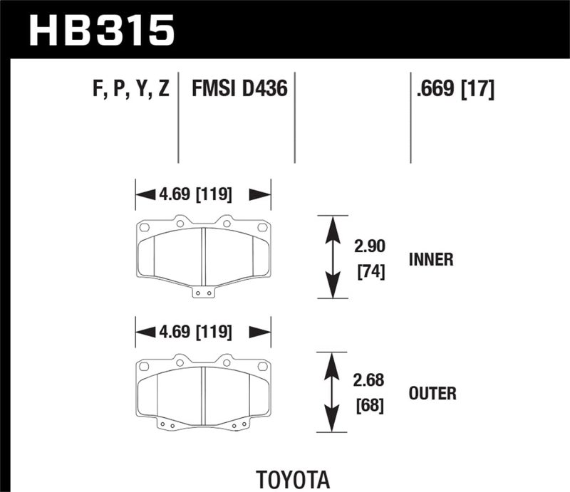 Picture of Hawk Performance HAWK HPS 5.0 Brake Pad Sets - HB315B.669