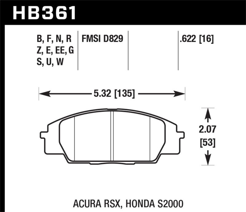 Picture of Hawk Performance HAWK Ceramic Brake Pad Sets Front - HB361Z.622