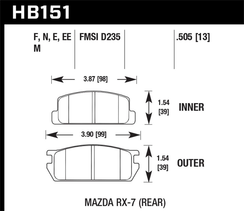 Picture of Hawk Performance HAWK ER-1 Brake Pad Sets - HB151D.505