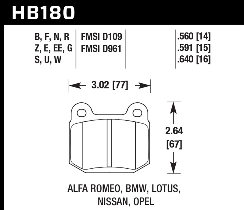 Picture of Hawk Performance HAWK ER-1 Brake Pad Sets - HB180D.560
