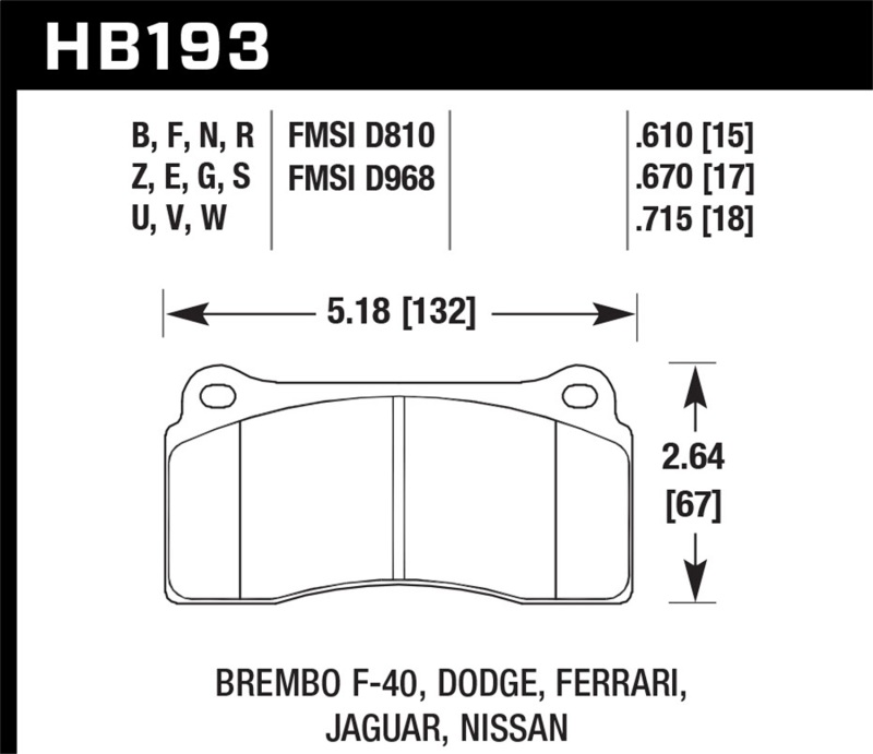 Picture of Hawk Performance HAWK ER-1 Brake Pad Sets - HB193D.610