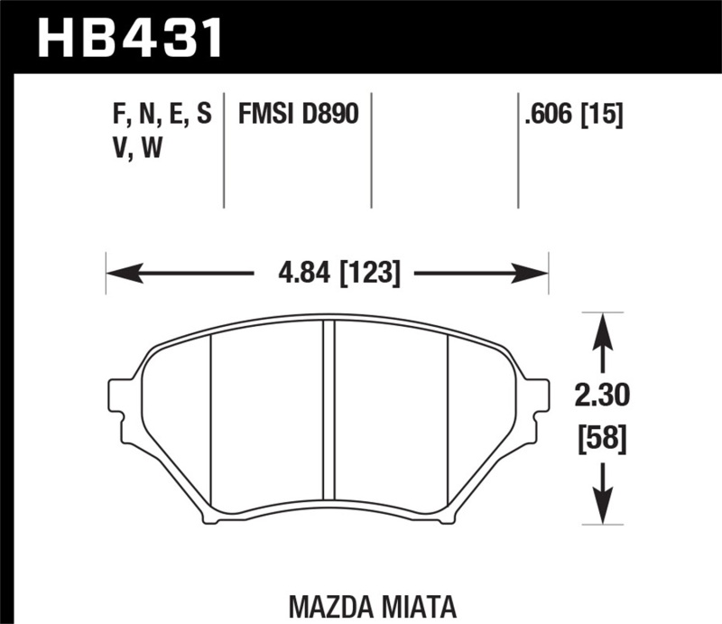 Picture of Hawk Performance HAWK HPS 5.0 Brake Pad Sets - HB431B.606