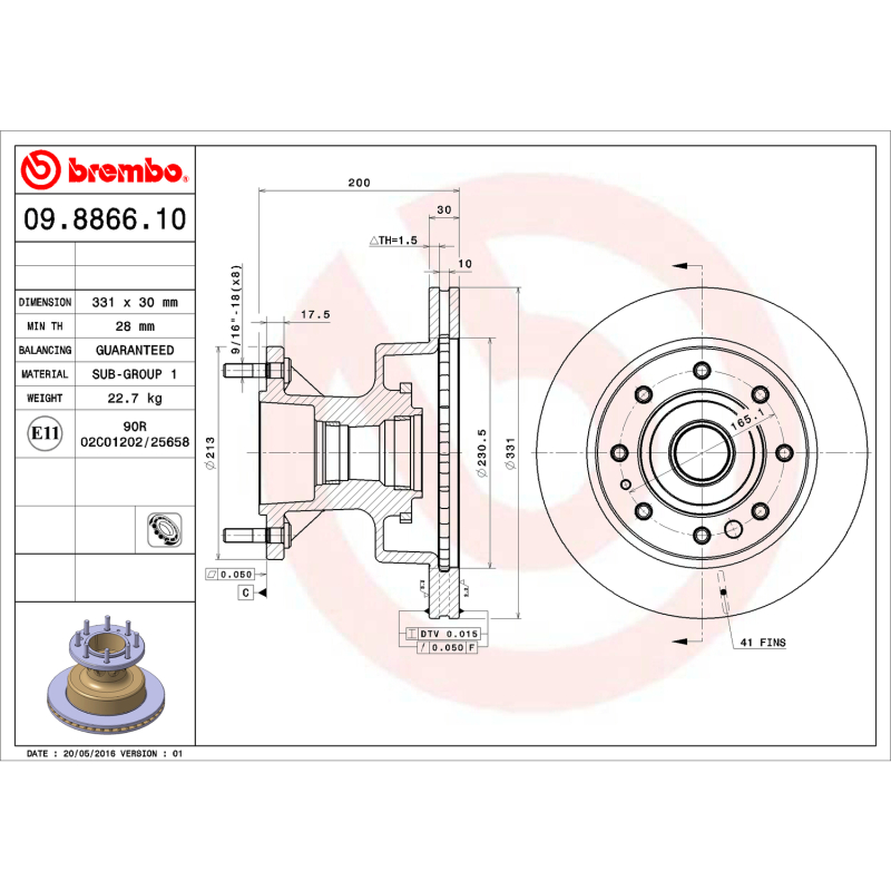 Picture of Brembo OE BRE OE Equivalent Rotors Brake Rotors - 09.8866.10