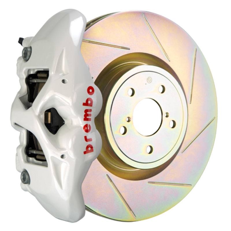 Picture of Brembo 02-07 Impreza/WRX/08-14 WRX Front GT BBK 4 Piston Cast 326 x30 1pc Rotor Slotted Type1-White