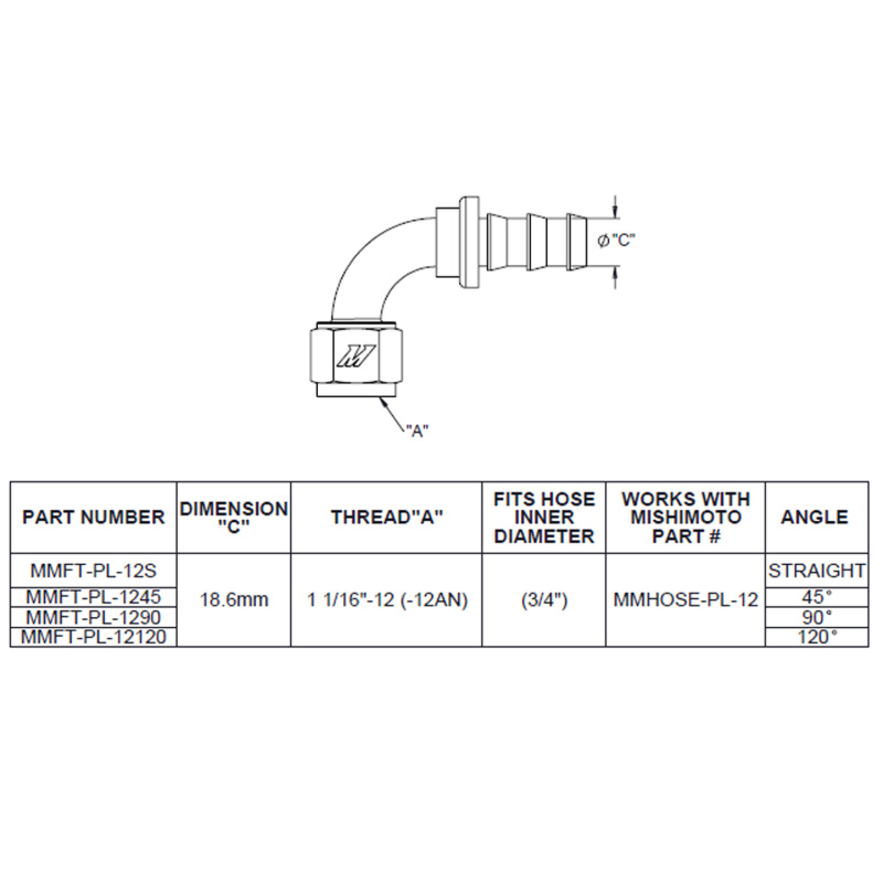 Picture of Mishimoto MM Fittings - MMFT-PL-12S
