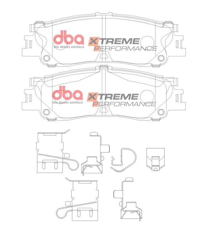 Picture of DBA 2022+ Toyota Landcruiser 300 Series XP Xtreme Performance Rear Brake Pads w/ Shims & Clips