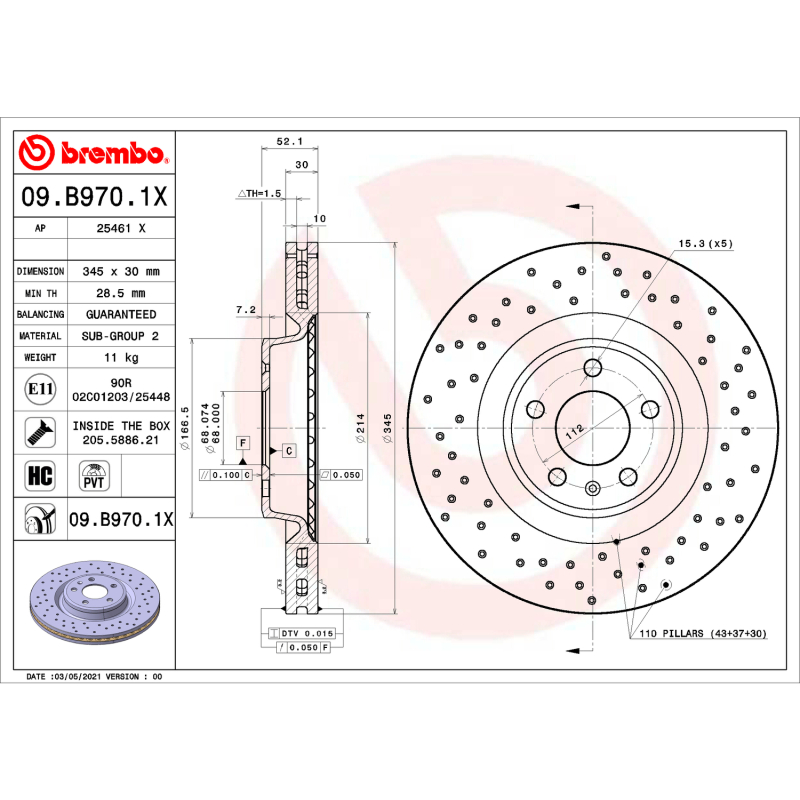 Picture of Brembo OE 14-15 Audi A6/A6 Quattro/12-16 S4/12-17 S5/17-20 Porsche Macan Friction Brake Disc