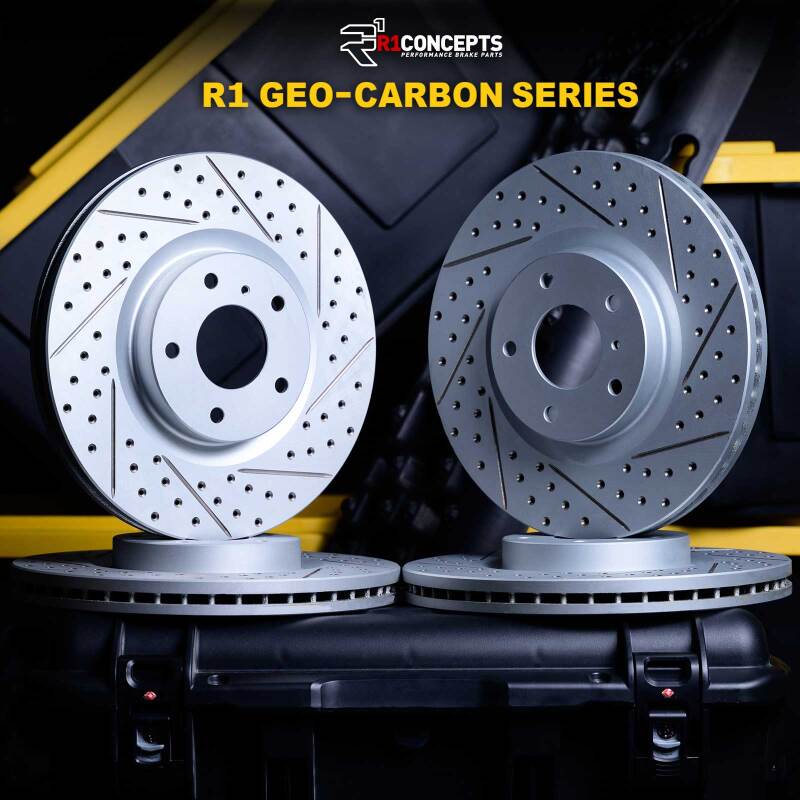 Picture of R1 03-07 Honda Accord Front & Rear Drilled & Slotted Carbon Coated Brake Rotor Set