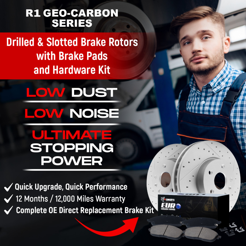 Picture of R1 07-19 BMW X6 Front & Rear Drill/Slot Carbon Coated Rotor Set w/Euro Ceramic Pads