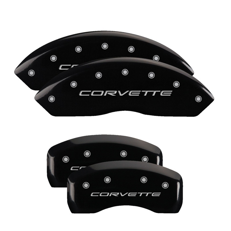 Picture of MGP 4 Caliper Covers Engraved Front & Rear C5/Corvette Black finish silver ch