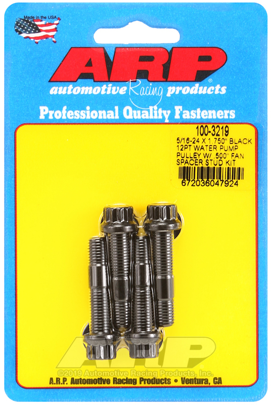 Picture of ARP 5/16-24 X 1.750 black 12pt water pump pulley w/ .500in fan spacer stud kit