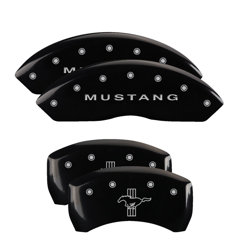 Picture of MGP 4 Caliper Covers Engraved Front Mustang Engraved Rear S197/Bar & Pony Black finish silver ch
