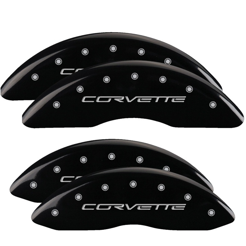 Picture of MGP 4 Caliper Covers Engraved Front & Rear C6/Corvette Black finish silver ch