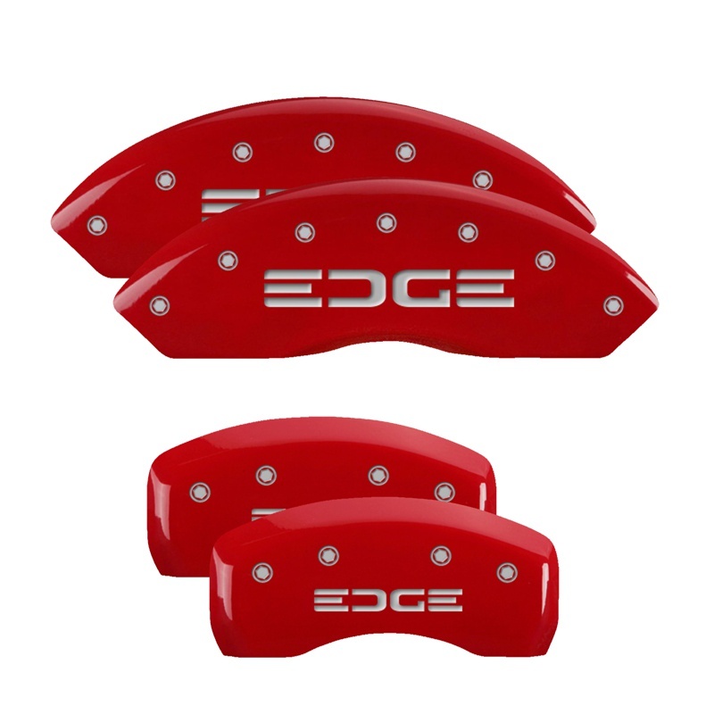 Picture of MGP 4 Caliper Covers Engraved Front & Rear Edge Red finish silver ch