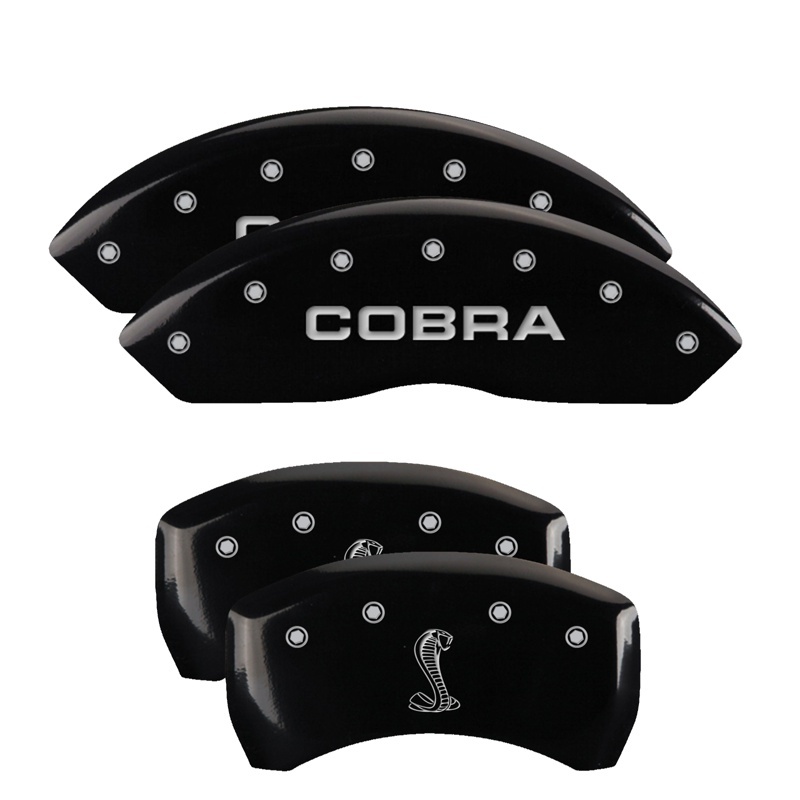 Picture of MGP 4 Caliper Covers Engraved Front Cobra Engraved Rear Snake Black finish silver ch