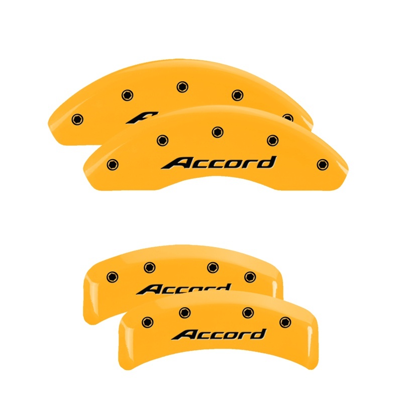 Picture of MGP 4 Caliper Covers Engraved Front Accord Engraved Rear Accord Yellow finish black ch
