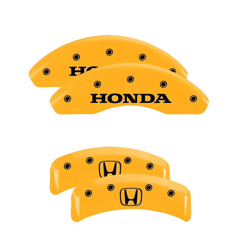 Picture of MGP 4 Caliper Covers Engraved Front Honda Engraved Rear H Logo Yellow finish black ch