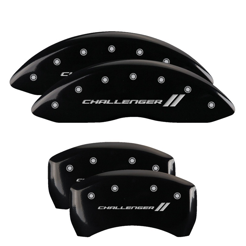 Picture of MGP 4 Caliper Covers Engraved Front & Rear With stripes/Challenger Black finish silver ch