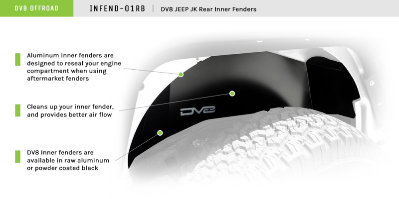 Picture of DV8 Offroad DVE Inner Fender Liners Wheel Well Liners - INFEND-01RB