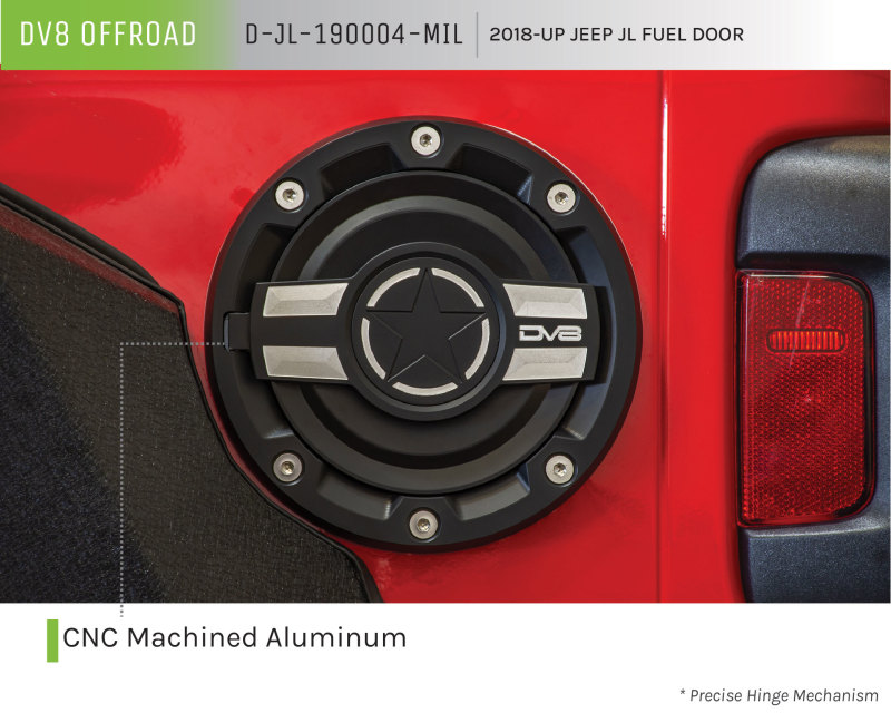 Picture of DV8 Offroad DVE Fuel Doors Fuel Caps - D-JL-190004-MIL