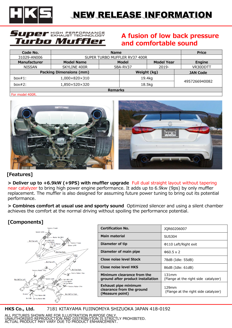 Picture of HKS Exhaust-Super Turbo Catback - 31029-AN006