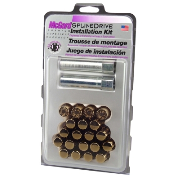 Picture of McGard SplineDrive Tuner 5 Lug Install Kit w-Locks & Tool Cone M12x1-5 - 13-16 Hex - Gold CS