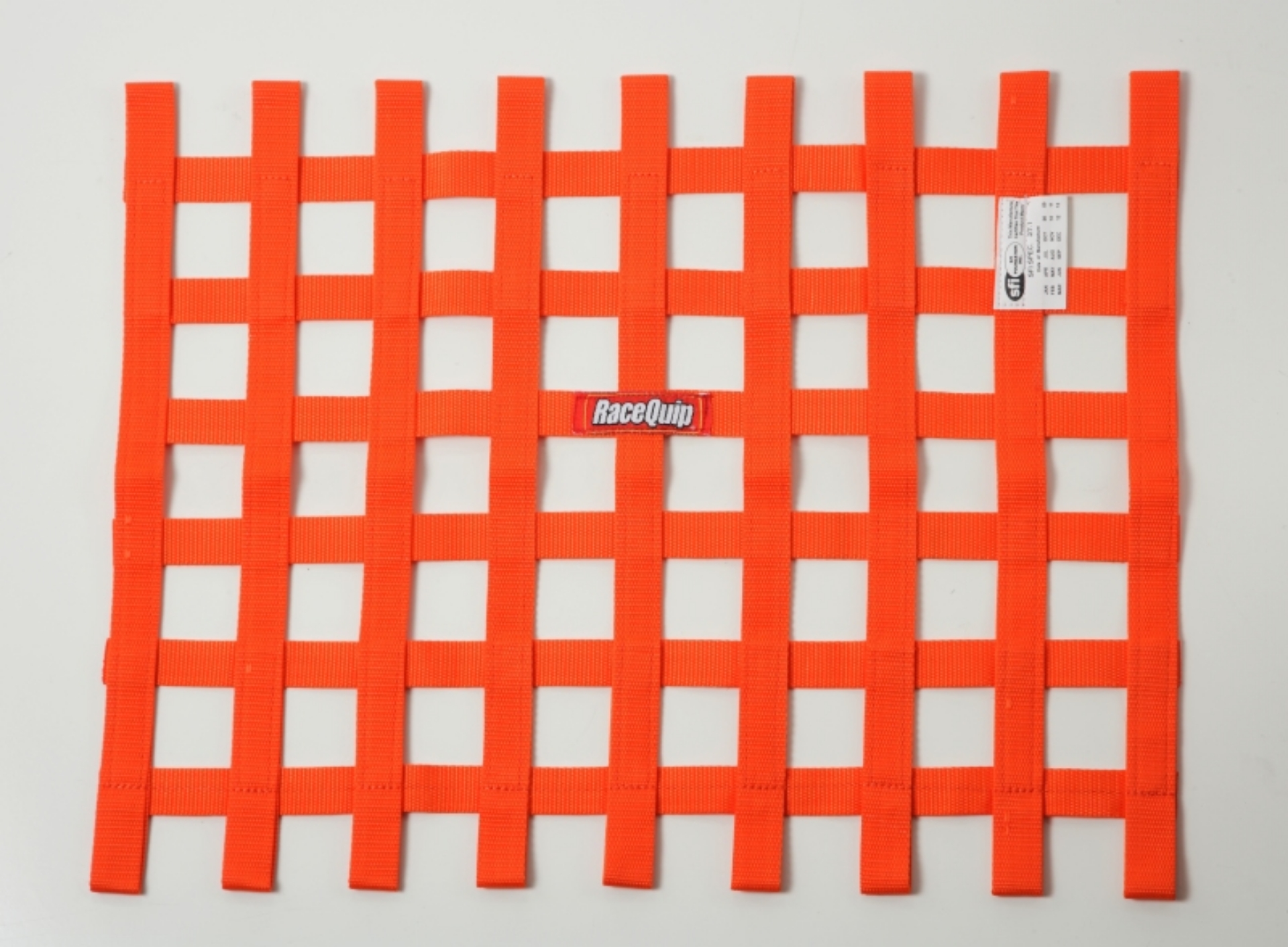 Picture of RaceQuip Orange 18in H x 24W SFI Ribbon Window Net