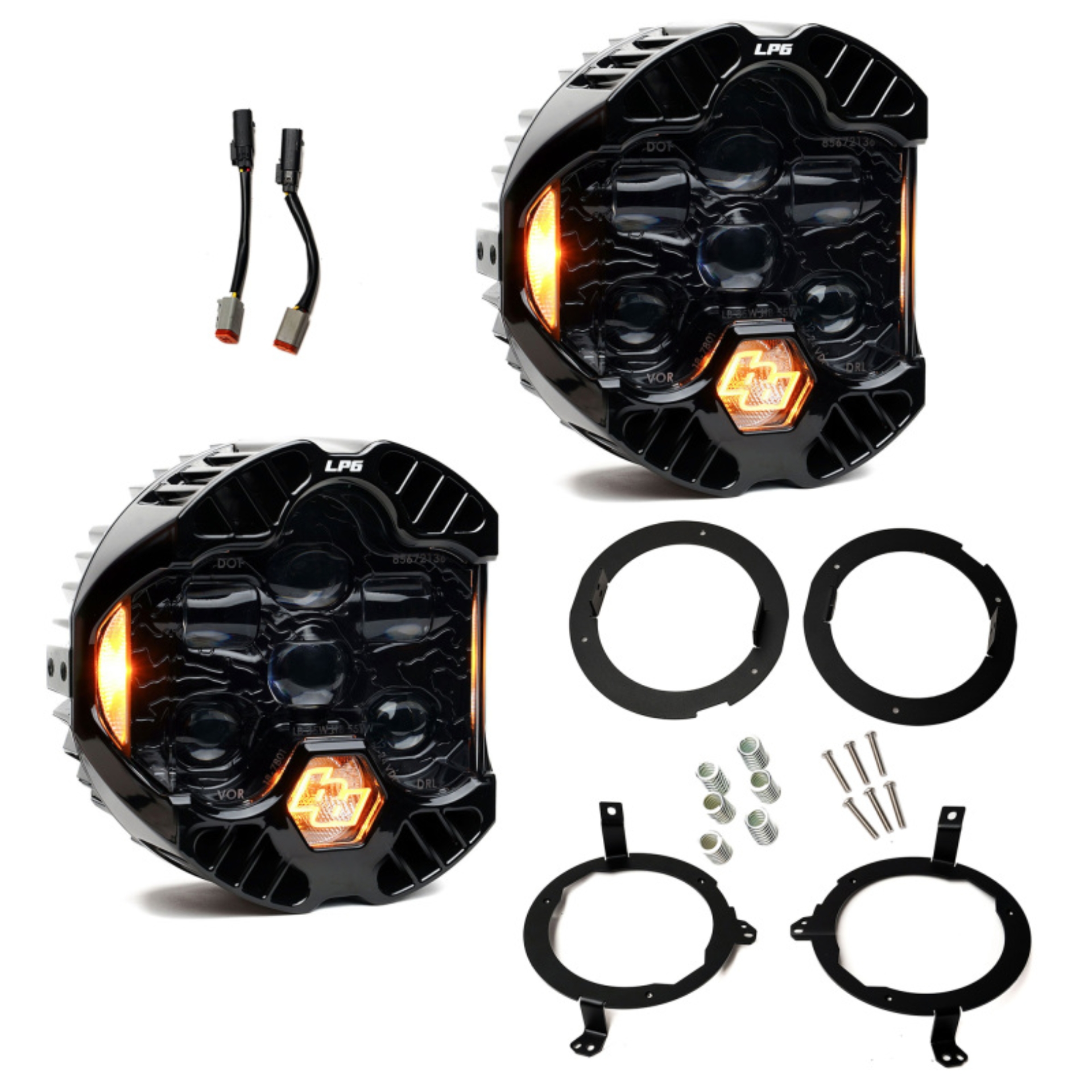 Picture of Baja Designs 18-25 Jeep Wrangler JL / 20-25 Gladiator JT DOT LP6 LED Headlight Kit - Amber