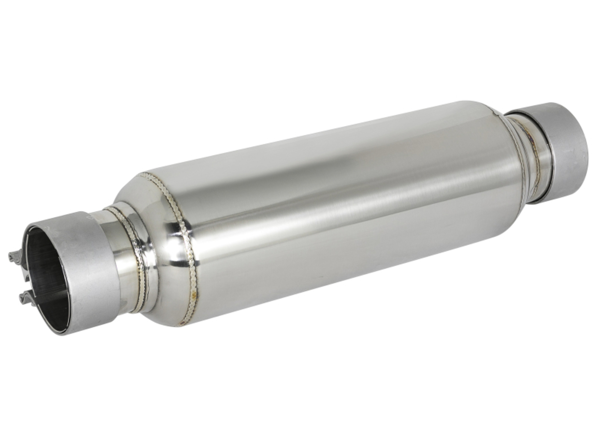 Picture of aFe MACH Force-Xp Resonator 2-1/2 IN Inlet/Outlet x 4 IN Dia. x 12 IN Body x 15 IN Overall Length