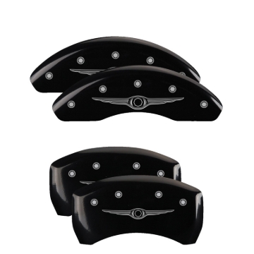 Picture of MGP 4 Caliper Covers Engraved Front & Rear Style 1/Chrysler Wing Black finish silver ch