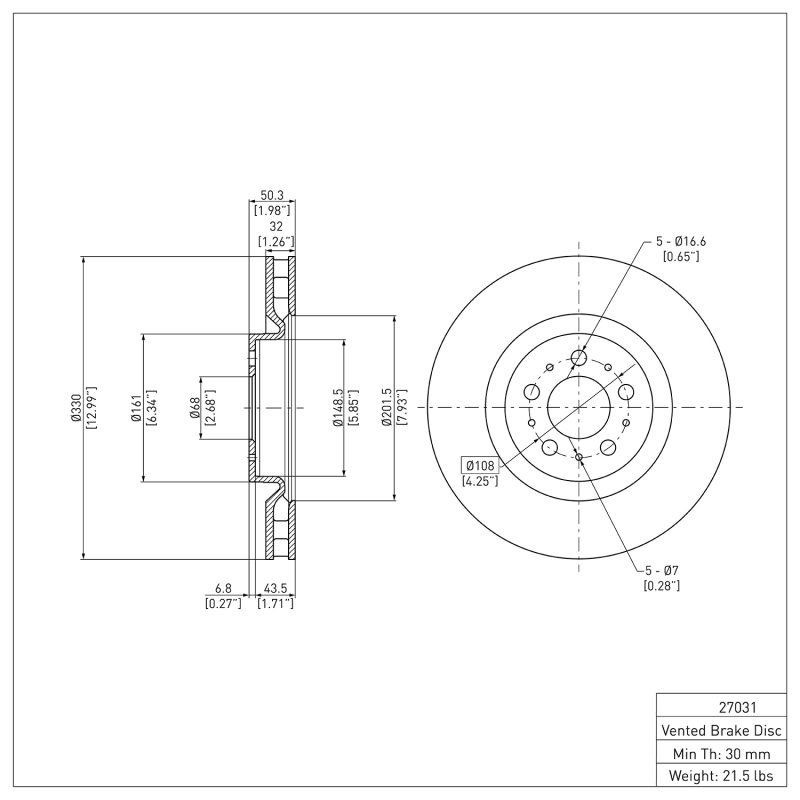 Picture of DFC 04-07 Volvo S60/V70 Front GeoSPEC Coated Rotor